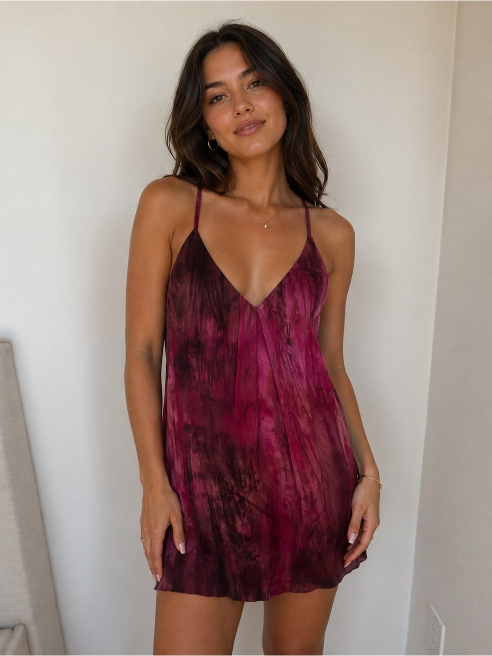 Alice + Olivia Silk Slip Dress in Berry Pink